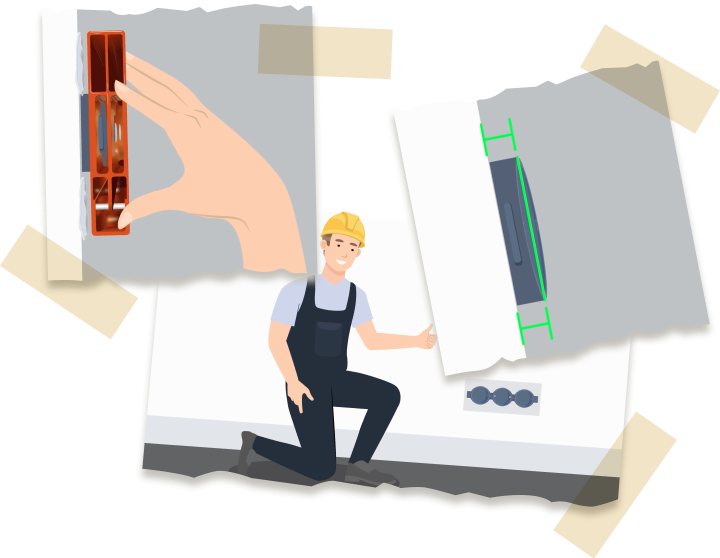 Mit dem WADOFIX® richten Sie die Unterputzdosen sekundenschnell an der Wand aus.